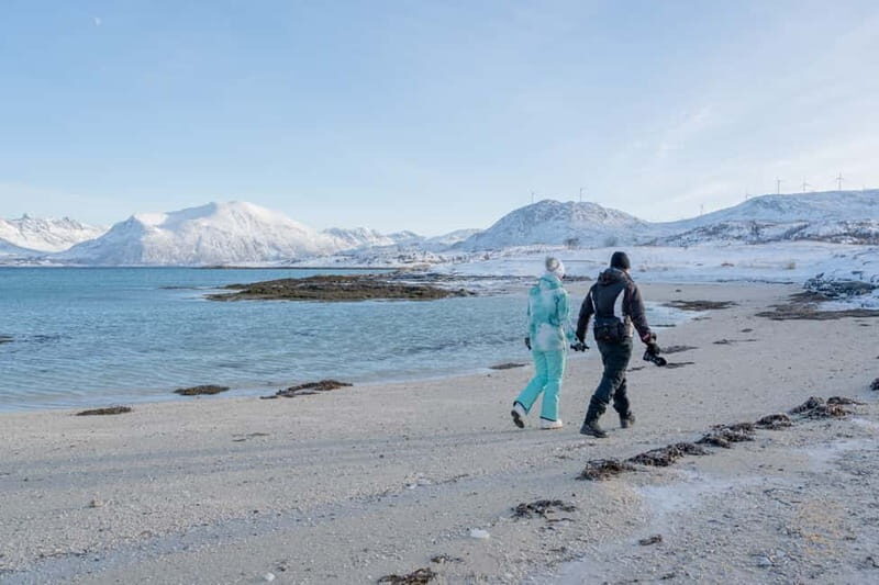From Tromsø: Arctic Roadtrip: fjords tour with scenic picnic - Picnic by the water: warm food when your cheeks need it