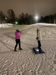 Tromsø: Snow Sledding, Mini Skiing, Lasso and Reindeer Hides - Toboggan Sledding On Mats: The Adrenaline Part